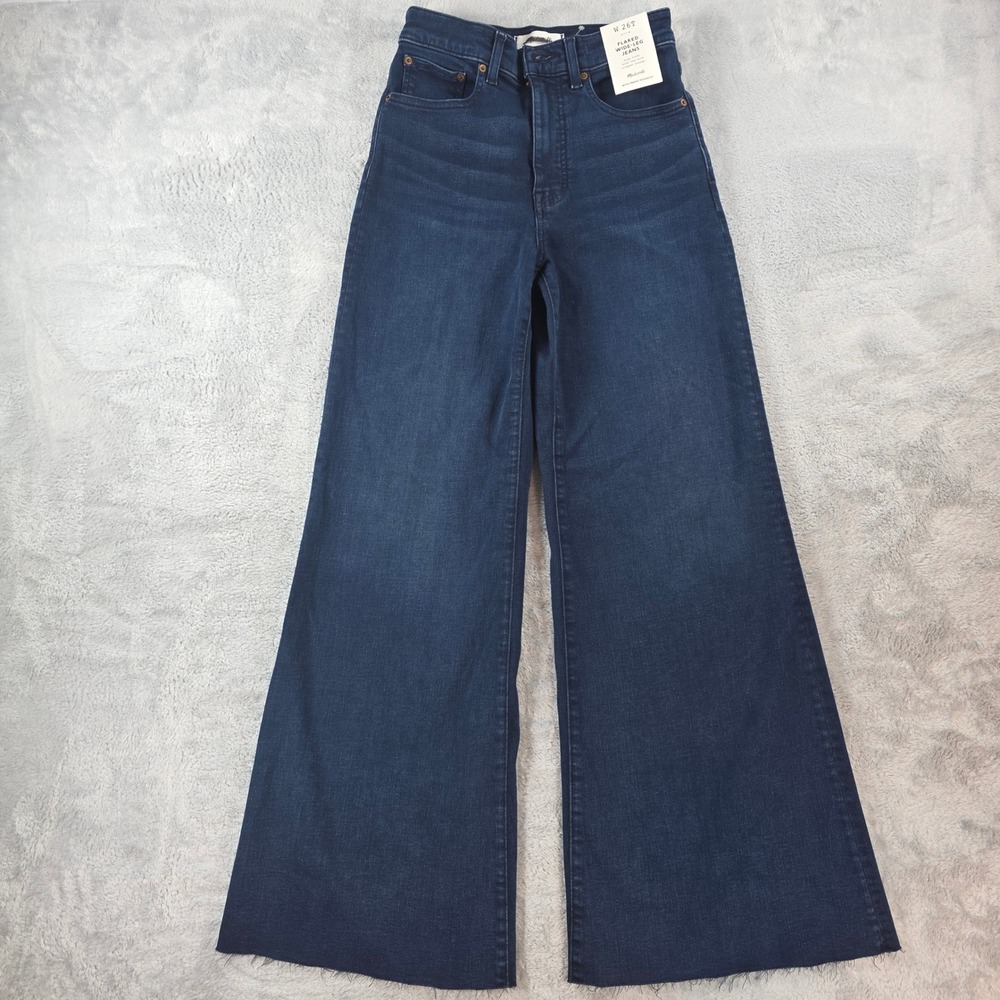 Madewell Women 26 Tall Kingston Wash Flared Wide Leg Cropped Jeans High Rise - Picture 3 of 13